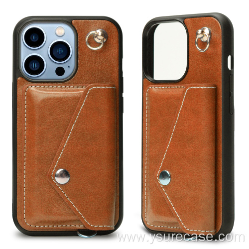 Phone Case with Strap Leather Phone Card Holder